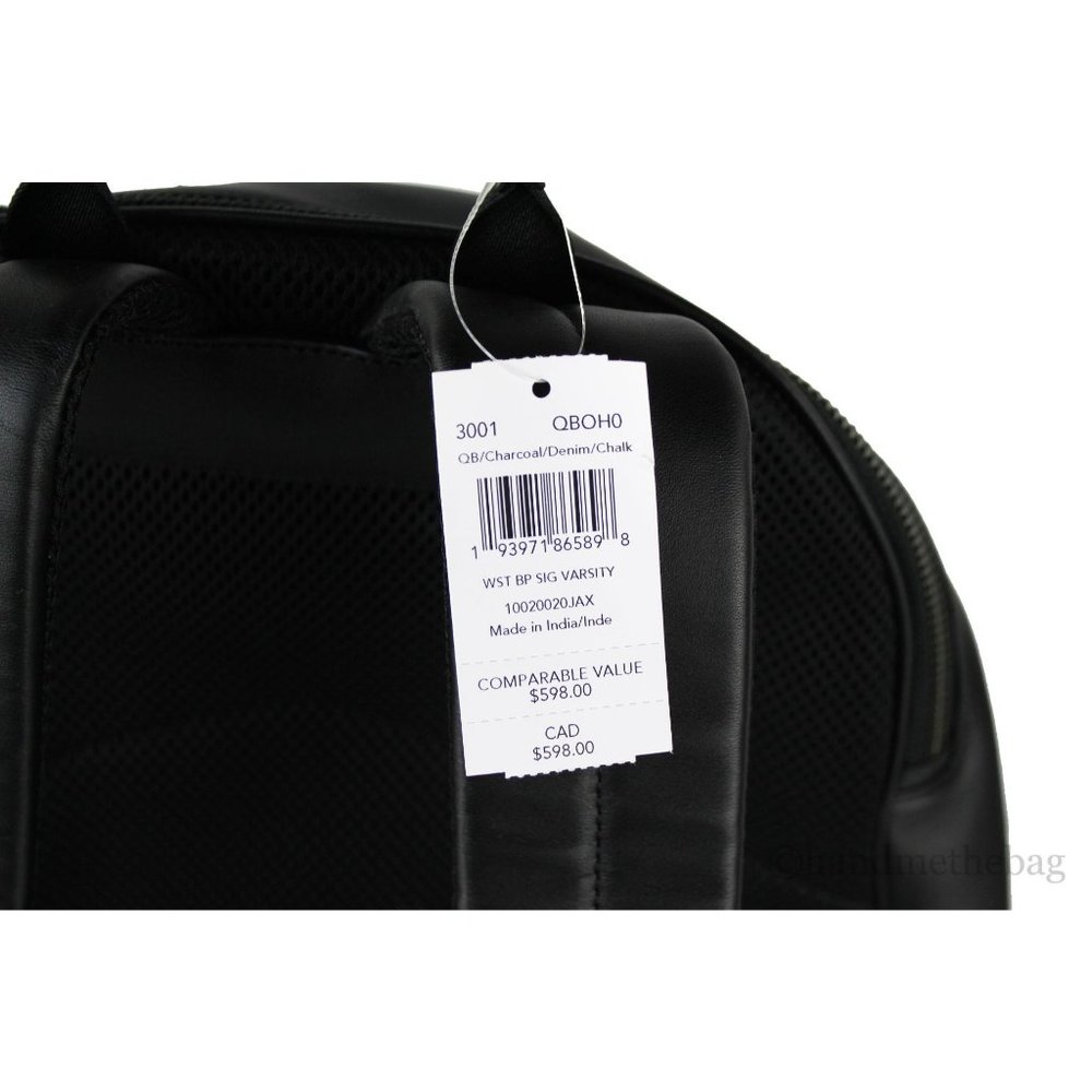 NWT Coach Men's West Signature Denim Chalk Varsity Stripe Coated Canvas Backpack - Picture 4 of 11